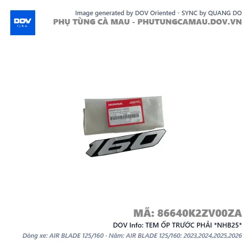 TEM ỐP TRƯỚC PHẢI *NHB25*  — 86640K2ZV00ZA