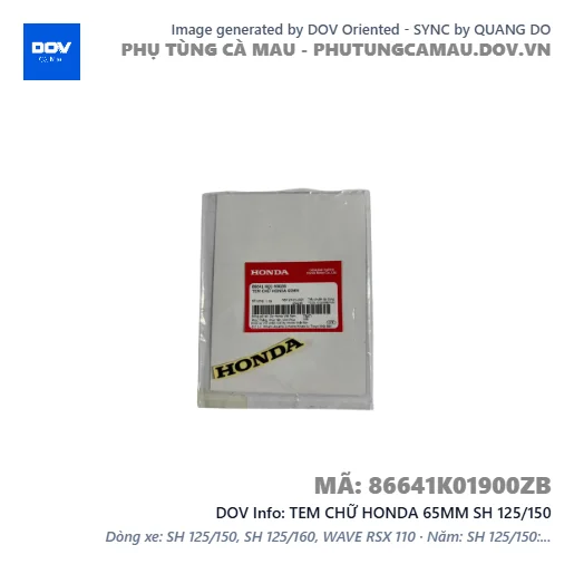 TEM CHỮ HONDA 65MM SH 125/150 — 86641K01900ZB