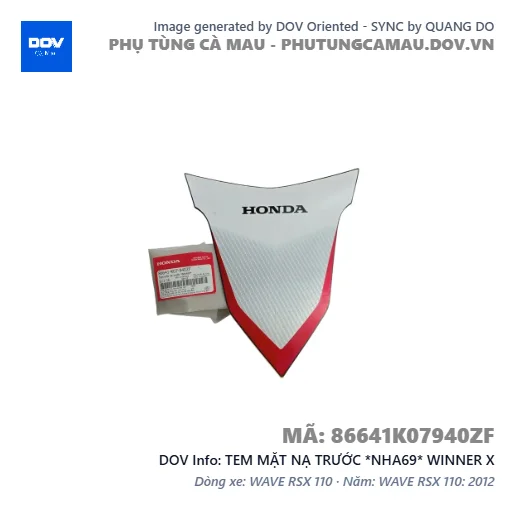 TEM MẶT NẠ TRƯỚC *NHA69* WINNER X — 86641K07940ZF
