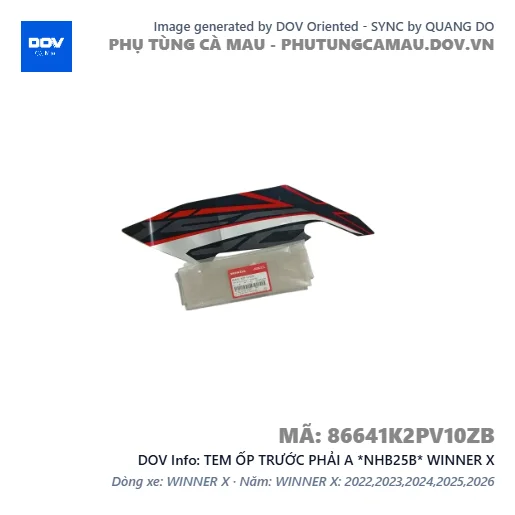 TEM ỐP TRƯỚC PHẢI A *NHB25B* WINNER X — 86641K2PV10ZB