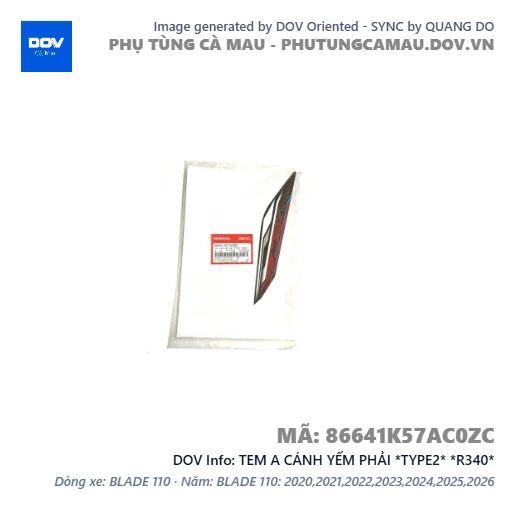 TEM A CÁNH YẾM PHẢI *TYPE2* *R340*  — 86641K57AC0ZC