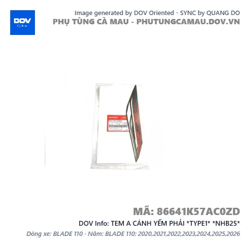 TEM A CÁNH YẾM PHẢI *TYPE1* *NHB25* — 86641K57AC0ZD