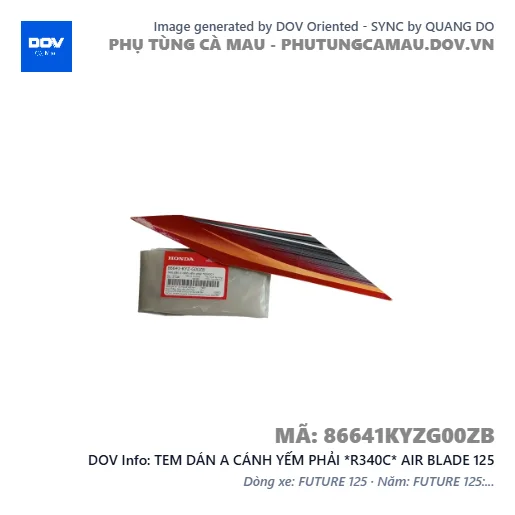 TEM DÁN A CÁNH YẾM PHẢI *R340C* AIR BLADE 125 — 86641KYZG00ZB