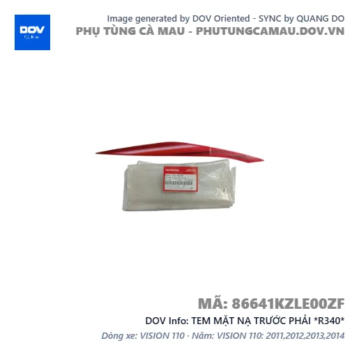 TEM MẶT NẠ TRƯỚC PHẢI *R340*  — 86641KZLE00ZF