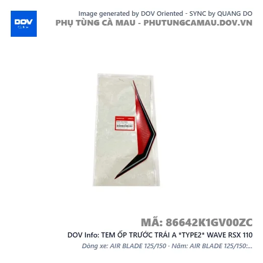 TEM ỐP TRƯỚC TRÁI A *TYPE2* WAVE RSX 110 — 86642K1GV00ZC