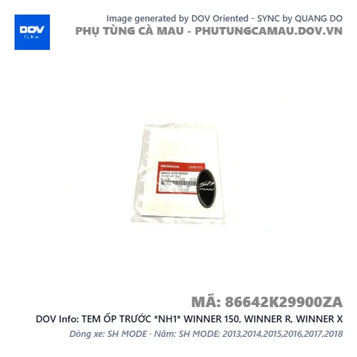 TEM ỐP TRƯỚC *NH1* WINNER 150, WINNER R, WINNER X — 86642K29900ZA