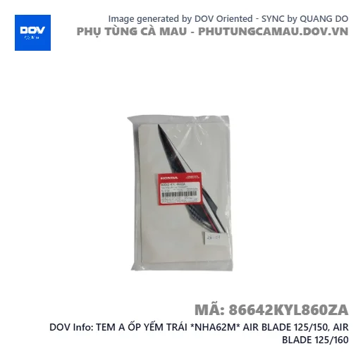 TEM A ỐP YẾM TRÁI *NHA62M* AIR BLADE 125/150, AIR BLADE 125/160 — 86642KYL860ZA