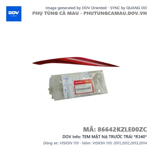TEM MẶT NẠ TRƯỚC TRÁI *R340*  — 86642KZLE00ZC