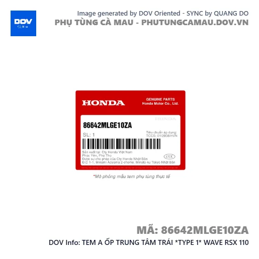 TEM A ỐP TRUNG TÂM TRÁI *TYPE 1* WAVE RSX 110 — 86642MLGE10ZA