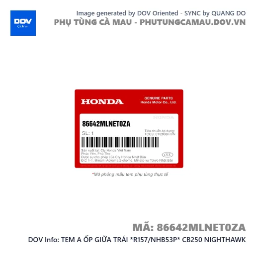 TEM A ỐP GIỮA TRÁI *R157/NHB53P* CB250 NIGHTHAWK — 86642MLNET0ZA