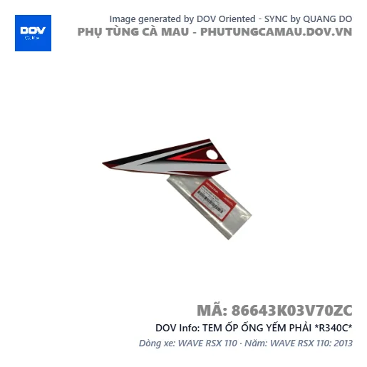 TEM ỐP ỐNG YẾM PHẢI *R340C*  — 86643K03V70ZC
