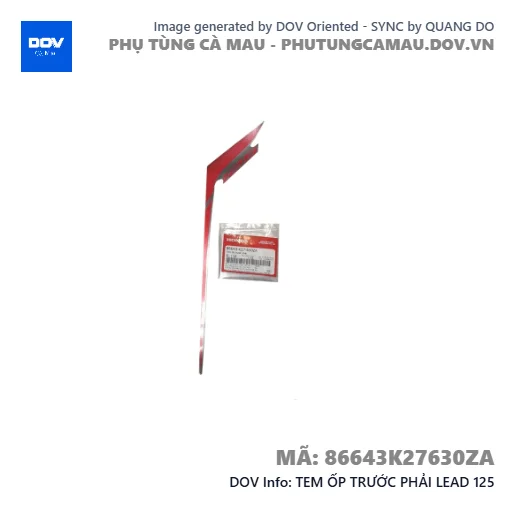 TEM ỐP TRƯỚC PHẢI LEAD 125 — 86643K27630ZA
