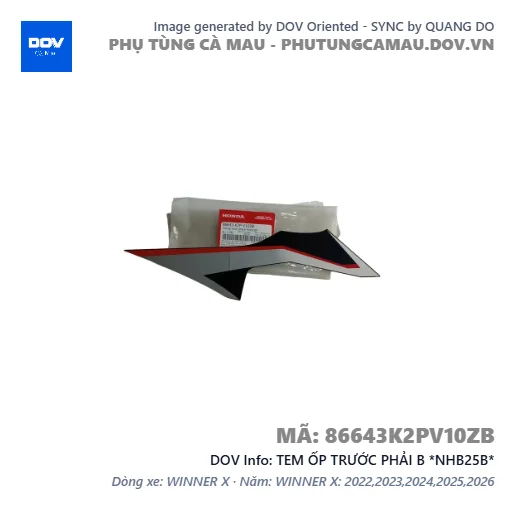 TEM ỐP TRƯỚC PHẢI B *NHB25B* — 86643K2PV10ZB