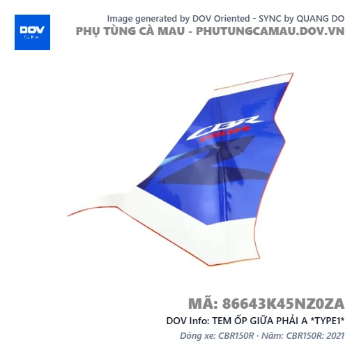 TEM ỐP GIỮA PHẢI A *TYPE1*  — 86643K45NZ0ZA