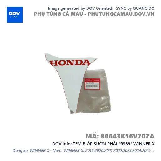 TEM B ỐP SƯỜN PHẢI *R389* WINNER X — 86643K56V70ZA