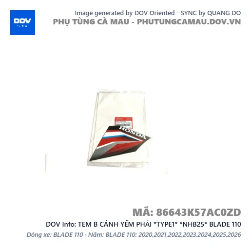 TEM B CÁNH YẾM PHẢI *TYPE1* *NHB25* BLADE 110 — 86643K57AC0ZD