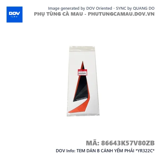 TEM DÁN B CÁNH YẾM PHẢI *YR322C*  — 86643K57V80ZB