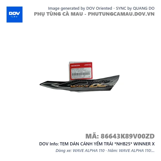 TEM DÁN CÁNH YẾM TRÁI *NHB25* WINNER X — 86643K89V00ZD