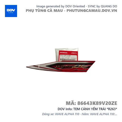 TEM CÁNH YẾM TRÁI *R263*  — 86643K89V20ZE