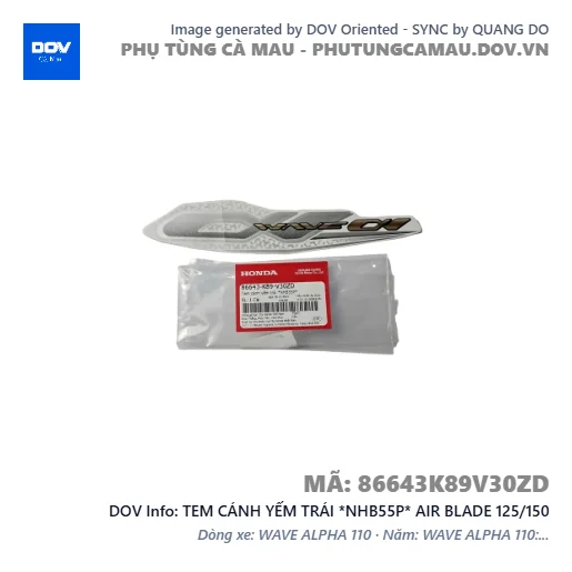 TEM CÁNH YẾM TRÁI *NHB55P* AIR BLADE 125/150 — 86643K89V30ZD