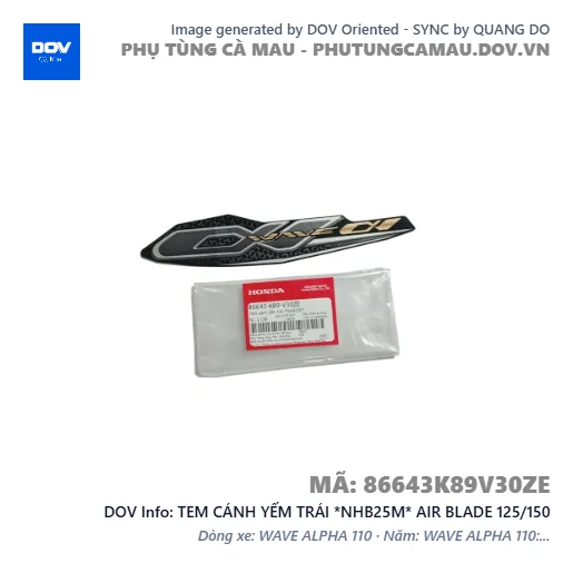 TEM CÁNH YẾM TRÁI *NHB25M* AIR BLADE 125/150 — 86643K89V30ZE