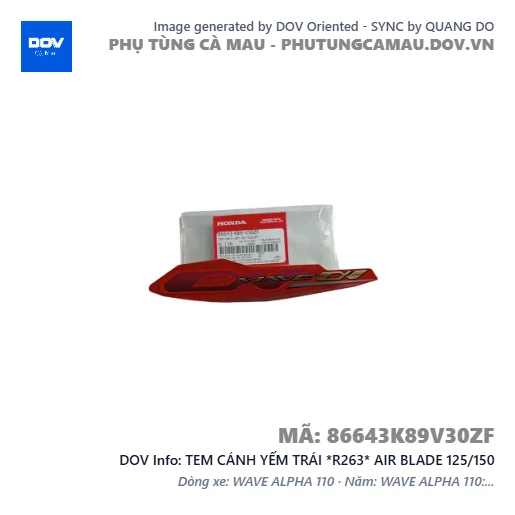 TEM CÁNH YẾM TRÁI *R263* AIR BLADE 125/150 — 86643K89V30ZF