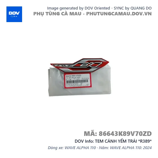 TEM CÁNH YẾM TRÁI *R389*  — 86643K89V70ZD
