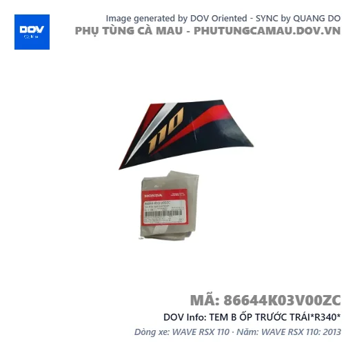 TEM B ỐP TRƯỚC TRÁI*R340*  — 86644K03V00ZC