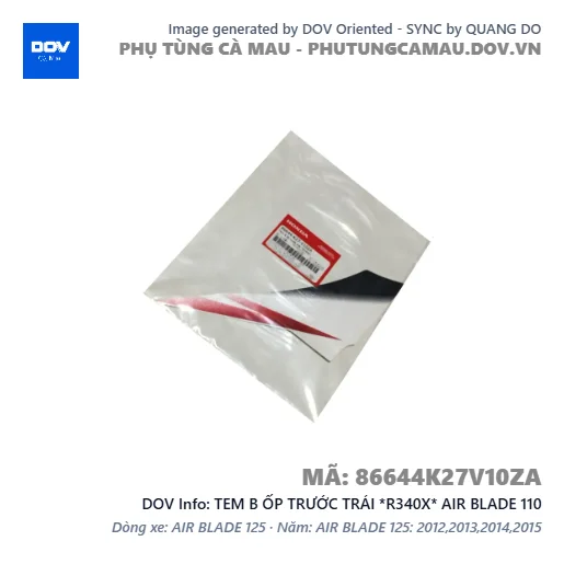 TEM B ỐP TRƯỚC TRÁI *R340X* AIR BLADE 110 — 86644K27V10ZA