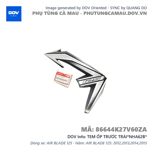 TEM ỐP TRƯỚC TRÁI*NHA62B*  — 86644K27V60ZA