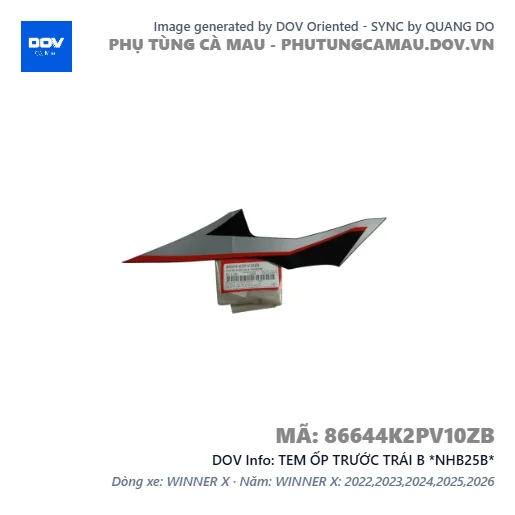 TEM ỐP TRƯỚC TRÁI B *NHB25B*  — 86644K2PV10ZB