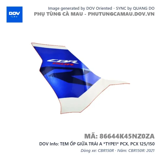 TEM ỐP GIỮA TRÁI A *TYPE1* PCX, PCX 125/150 — 86644K45NZ0ZA