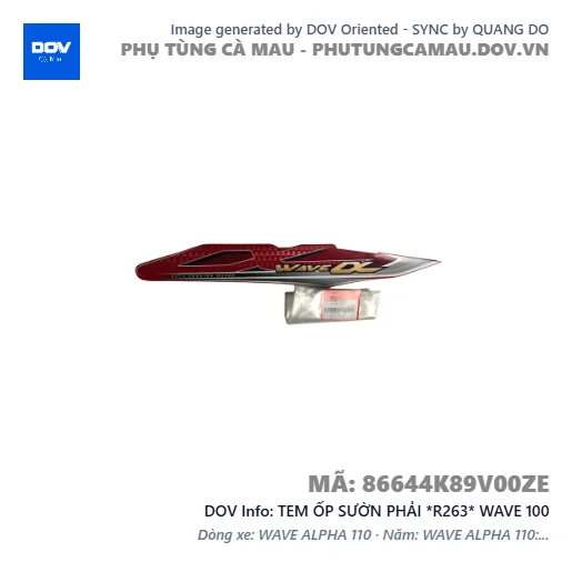 TEM ỐP SƯỜN PHẢI *R263* WAVE 100 — 86644K89V00ZE