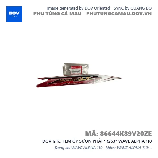 TEM ỐP SƯỜN PHẢI *R263* WAVE ALPHA 110 — 86644K89V20ZE