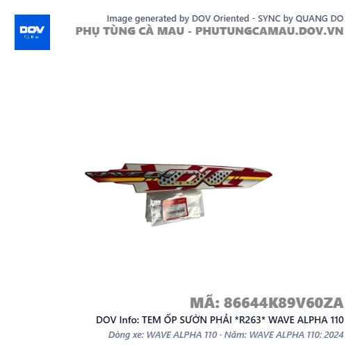 TEM ỐP SƯỜN PHẢI *R263* WAVE ALPHA 110 — 86644K89V60ZA