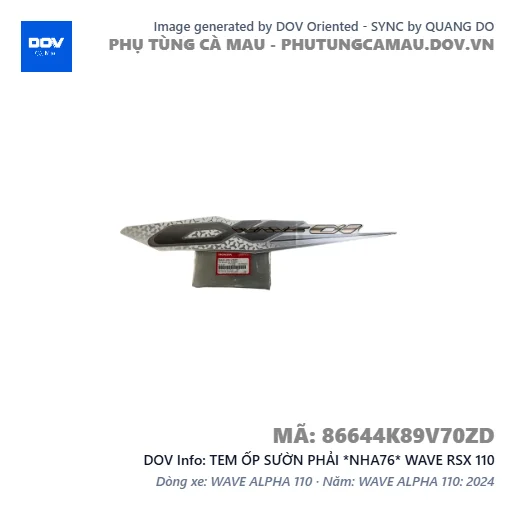 TEM ỐP SƯỜN PHẢI *NHA76* WAVE RSX 110 — 86644K89V70ZD