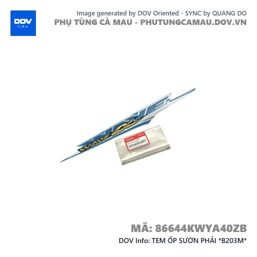 TEM ỐP SƯỜN PHẢI *B203M*  — 86644KWYA40ZB