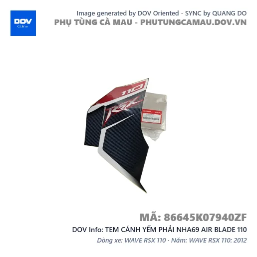 TEM CÁNH YẾM PHẢI NHA69 AIR BLADE 110 — 86645K07940ZF