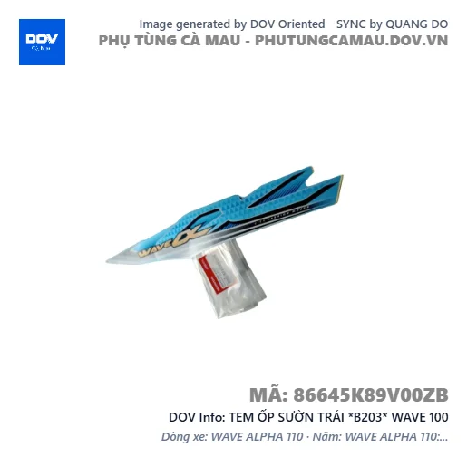 TEM ỐP SƯỜN TRÁI *B203* WAVE 100 — 86645K89V00ZB