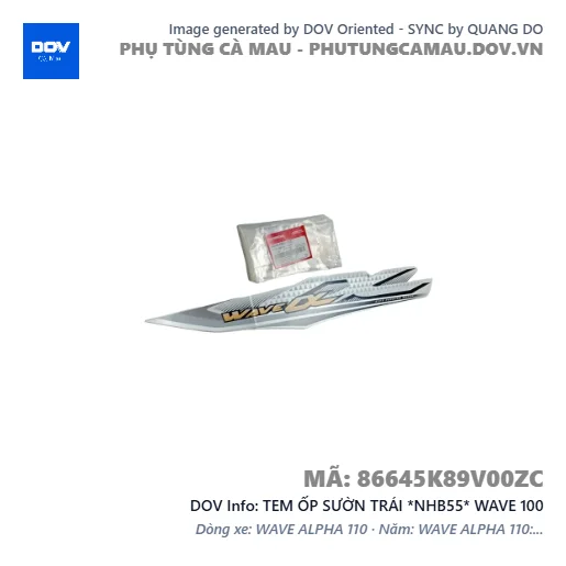 TEM ỐP SƯỜN TRÁI *NHB55* WAVE 100 — 86645K89V00ZC