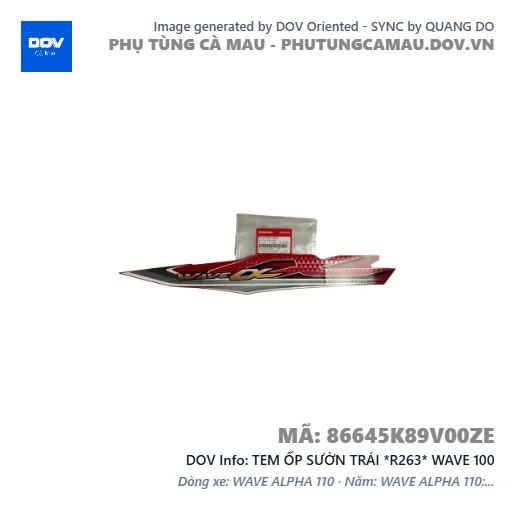 TEM ỐP SƯỜN TRÁI *R263* WAVE 100 — 86645K89V00ZE