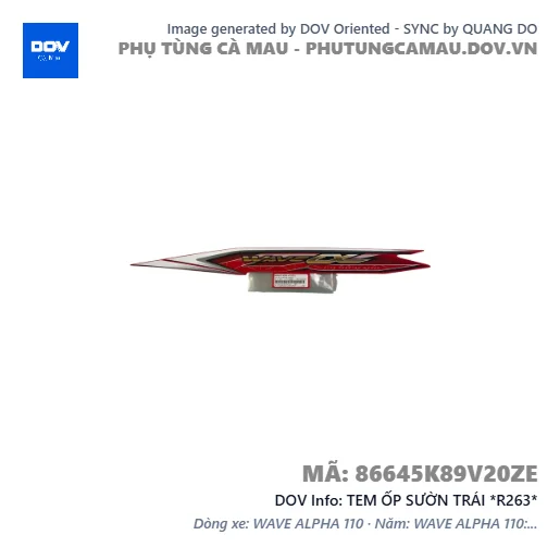 TEM ỐP SƯỜN TRÁI *R263*  — 86645K89V20ZE