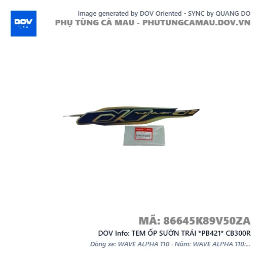 TEM ỐP SƯỜN TRÁI *PB421* CB300R — 86645K89V50ZA