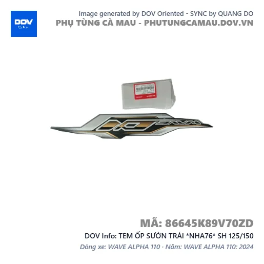 TEM ỐP SƯỜN TRÁI *NHA76* SH 125/150 — 86645K89V70ZD