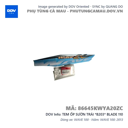 TEM ỐP SƯỜN TRÁI *B203* BLADE 110 — 86645KWYA20ZC