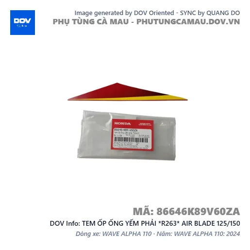 TEM ỐP ỐNG YẾM PHẢI *R263* AIR BLADE 125/150 — 86646K89V60ZA
