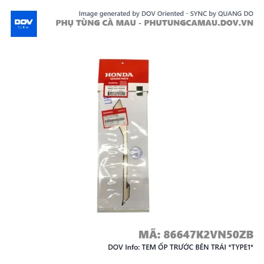 TEM ỐP TRƯỚC BÊN TRÁI *TYPE1*  — 86647K2VN50ZB