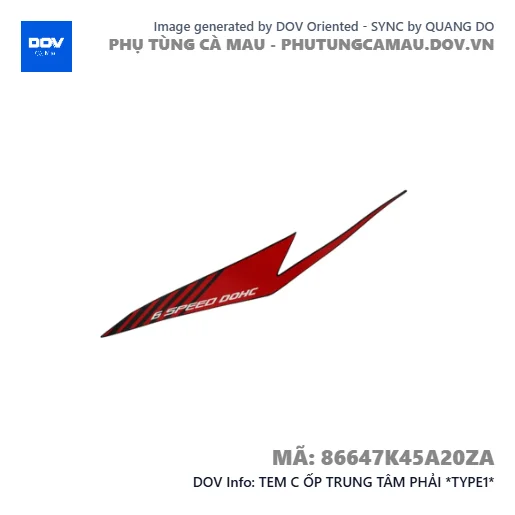 TEM C ỐP TRUNG TÂM PHẢI *TYPE1*  — 86647K45A20ZA
