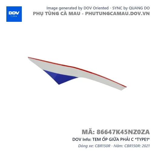 TEM ỐP GIỮA PHẢI C *TYPE1*  — 86647K45NZ0ZA