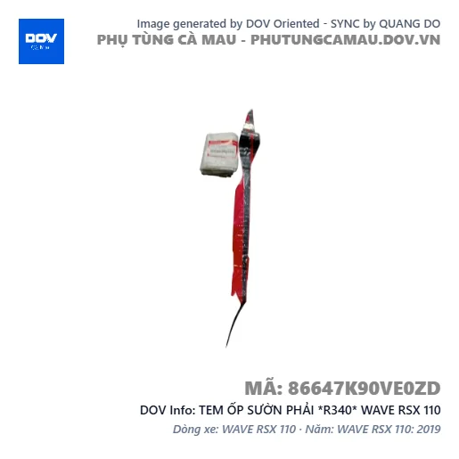 TEM ỐP SƯỜN PHẢI *R340* WAVE RSX 110 — 86647K90VE0ZD